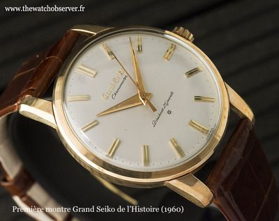 18 décembre 1960 : c’est le lancement de la première montre Grand Seiko (ci-dessus). Dotée d’un boîtier de 34,9mm de diamètre forgé en or jaune 18 carats et motorisée d’un mouvement plat, le calibre 3180, elle donne le top départ d’une formidable histoire qui fête en 2020 ses 60 ans.