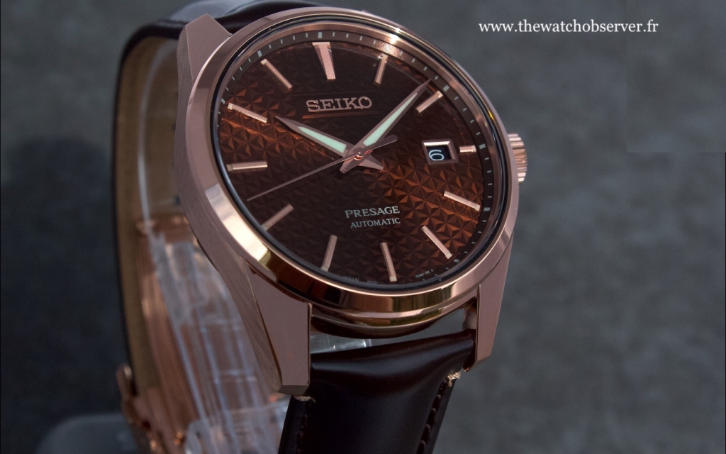 Seiko Presage sharp edge cadran brun bracelet cuir