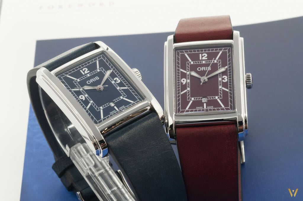 Duo de montres Oris Rectangular cadran bleu et cadran bordeaux